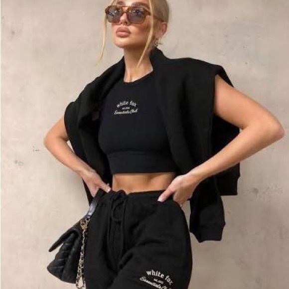 White Fox Boutique Pants - White Fox Black Essentials Joggers